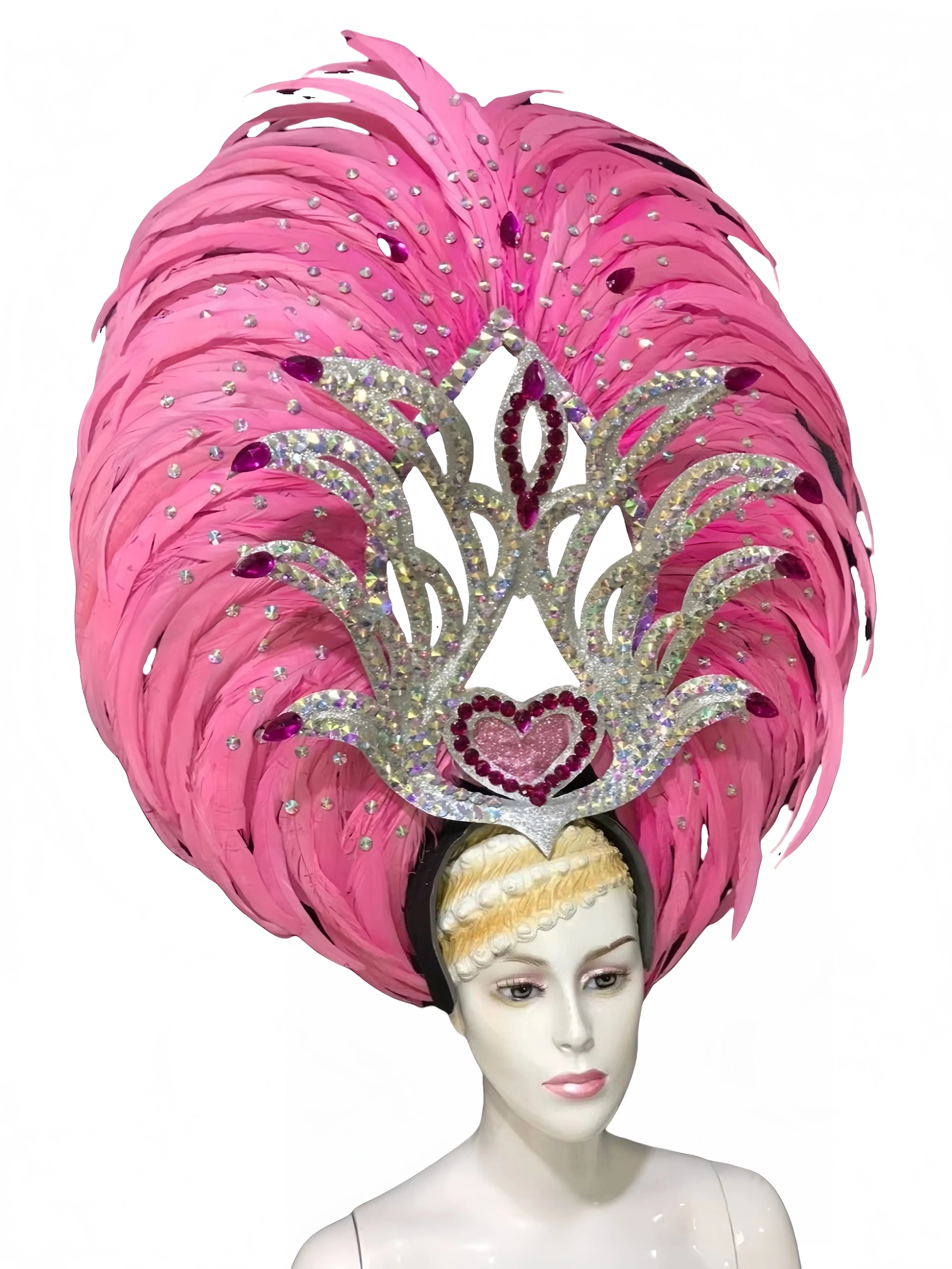 Feather headdress samba costume carnival halloween party bar performance hat makeup dance wings parade by Stardust Starlets