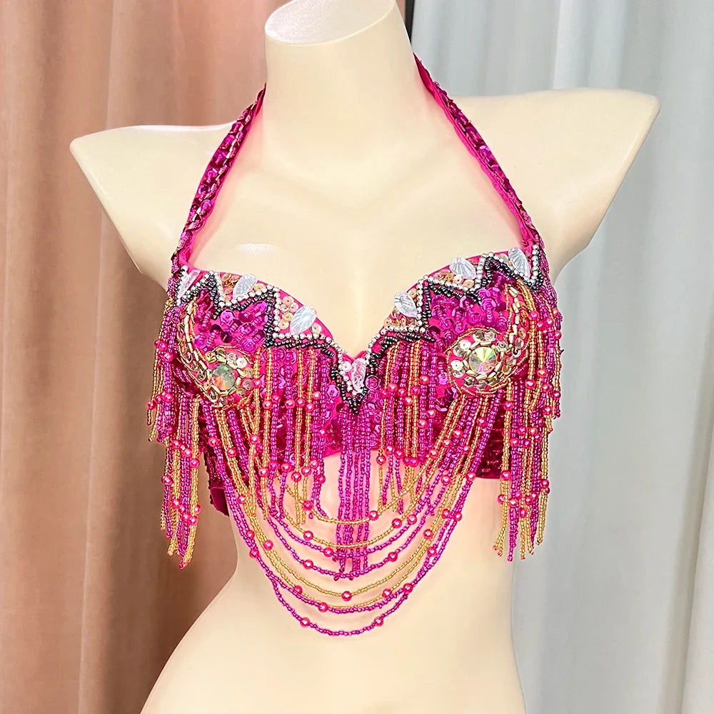 The Stardust Prism Sirena – Deluxe Beaded & Sequined Belly Dance Bra Top by Stardust Starlets