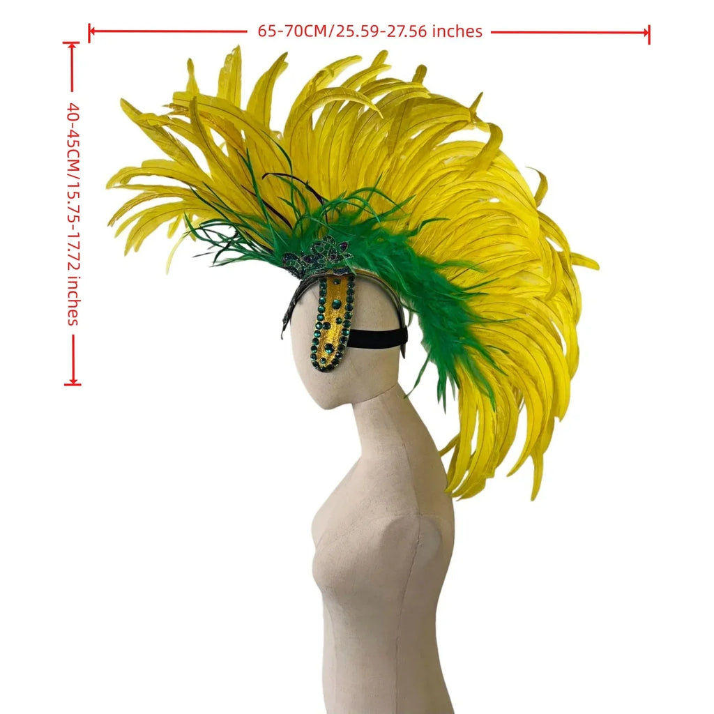 The Stardust Samba Radiance – Elegant Feathered Stage & Carnival Headdress by Stardust Starlets