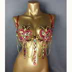 The Stardust Prism Sirena – Deluxe Rainbow Rhinestone Samba Carnival Wire Bra by Stardust Starlets
