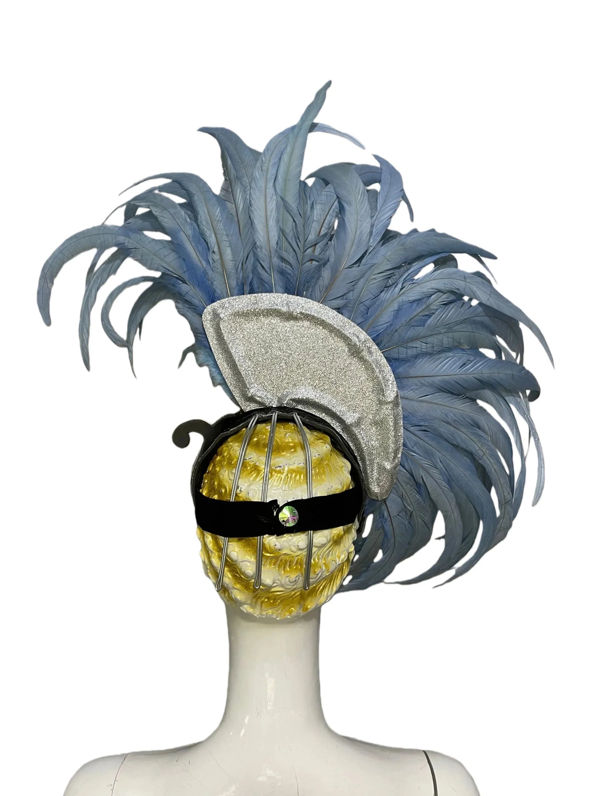 The Stardust Mirage – Exquisite Blue Feathered Samba Carnival Headdress by Stardust Starlets