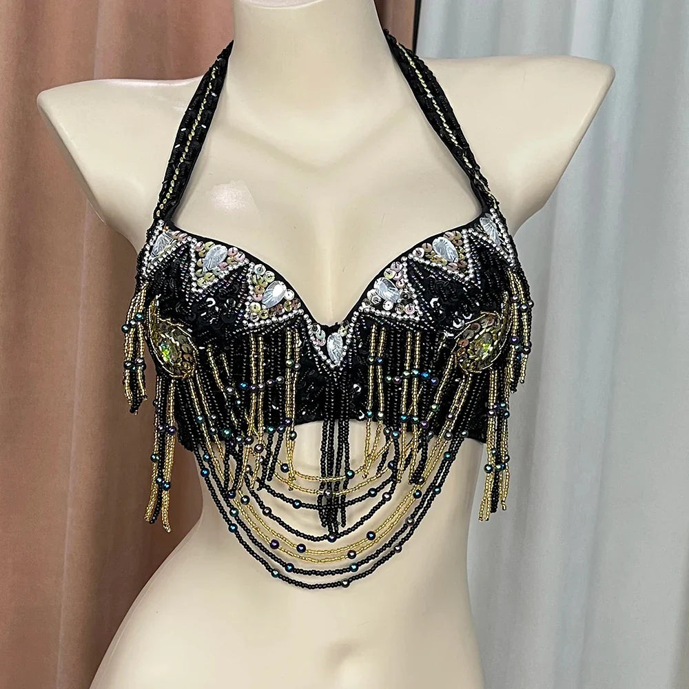 The Stardust Prism Sirena – Deluxe Beaded & Sequined Belly Dance Bra Top by Stardust Starlets