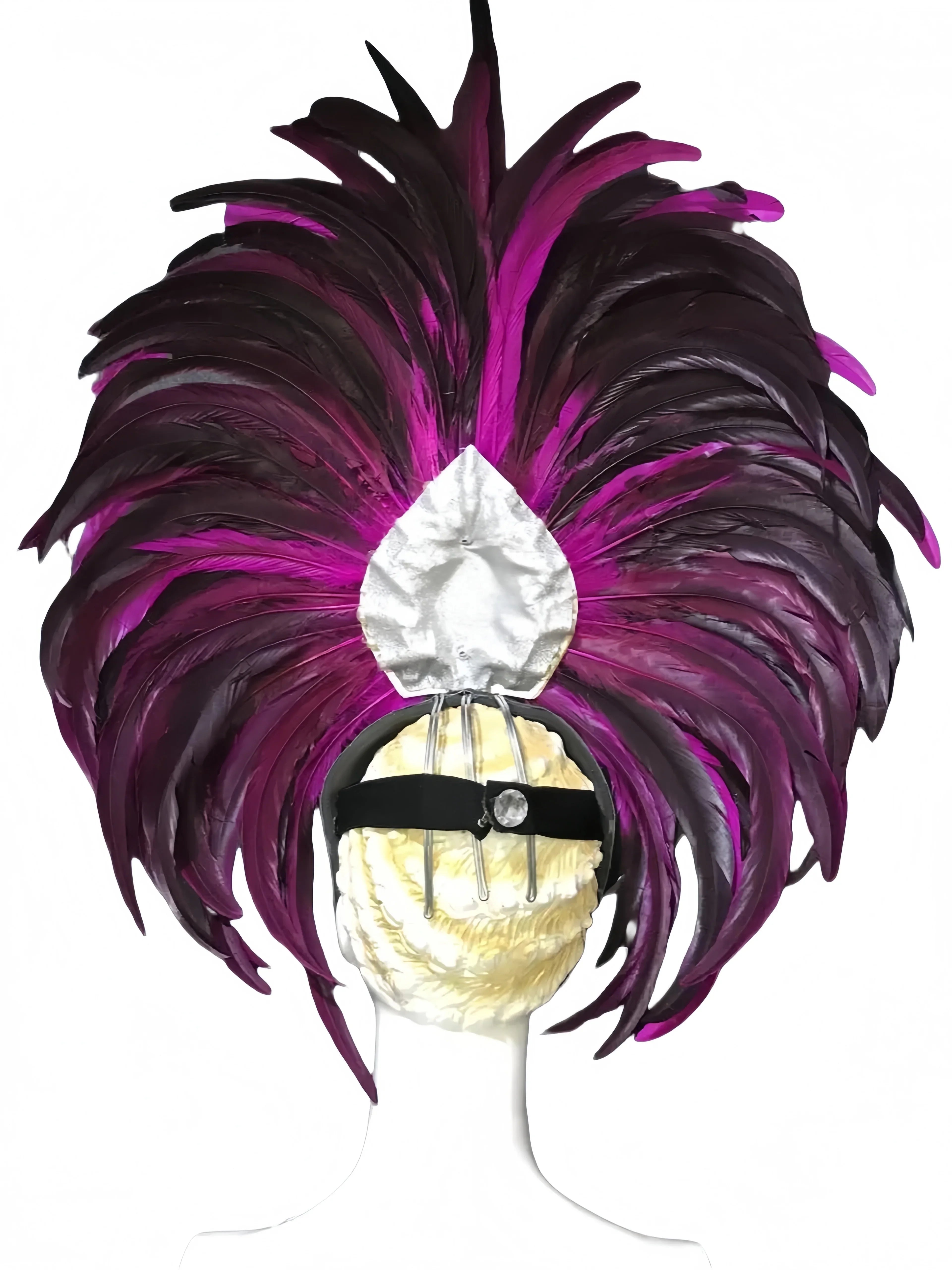 Feather headdress samba costume carnival halloween party bar performance hat makeup dance wings parade by Stardust Starlets