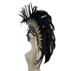 The Stardust Dark Empress – Premium Black Feathered Carnival & Gogo Headdress by Stardust Starlets