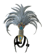 The Stardust Dionysia – Silver & Charcoal Feather Carnival & Masque Ball Headdress by Stardust Starlets