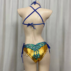 The Stardust Empress Royale – Deluxe Rhinestone Samba Carnival Wire Bra, Panty, Belt & Necklace 4-Piece Costume Set by Stardust Starlets