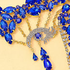 The Stardust Blue Demon – Deluxe Rhinestone Eye Mask & Full Face Chain Jewelry Veil by Stardust Starlets