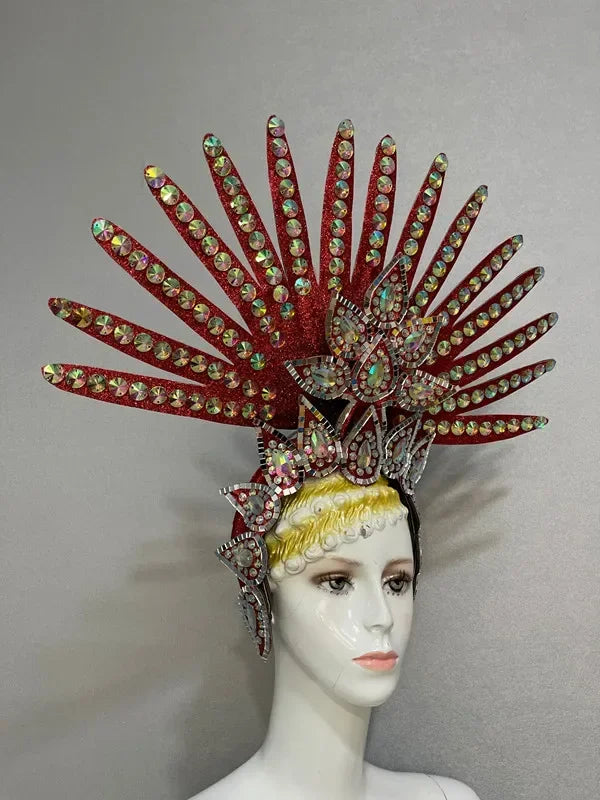 The Stardust Wings of Radiance – Deluxe Feathered Samba & Carnival Crown by Stardust Starlets