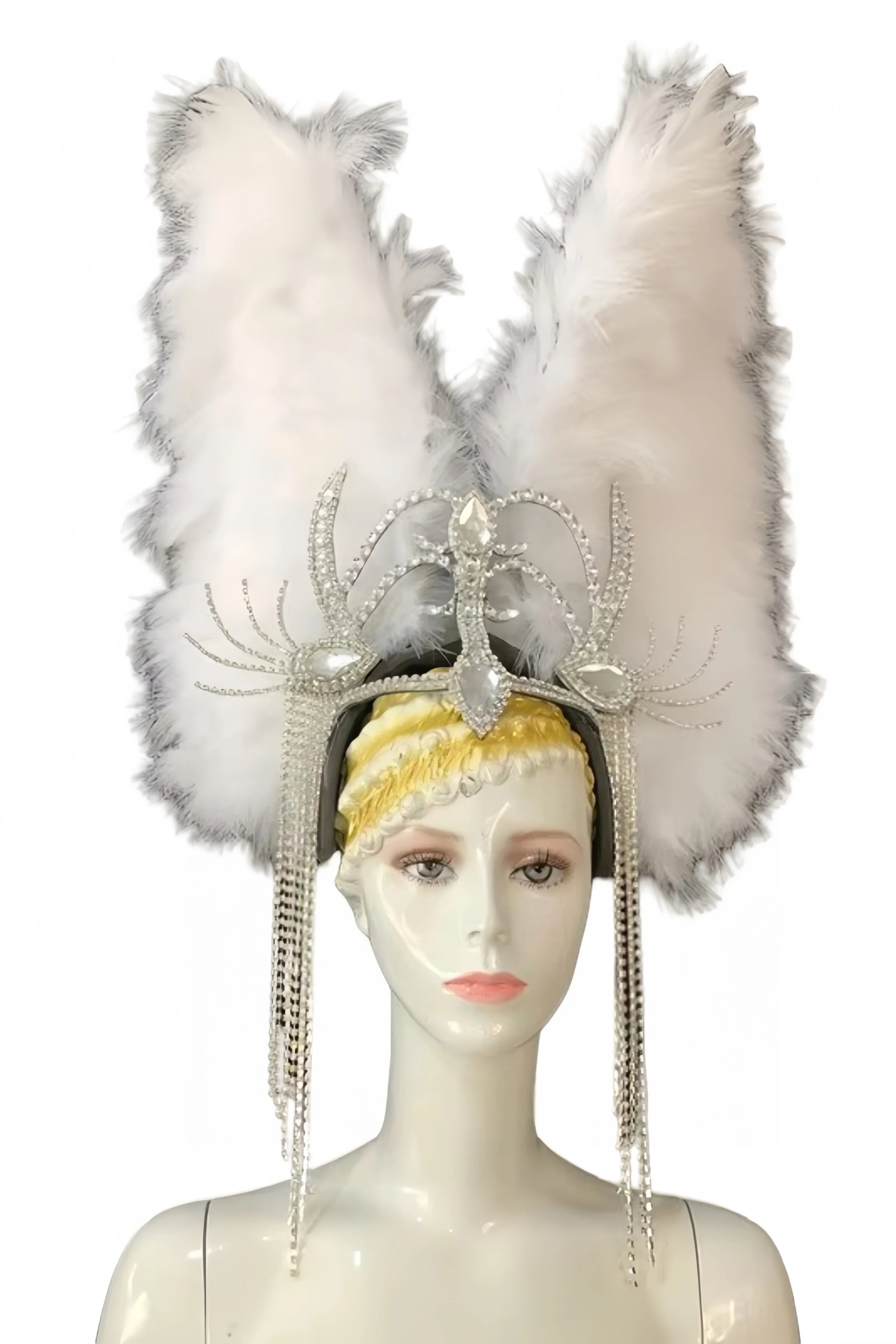 Feather headdress samba costume carnival halloween party bar performance hat makeup dance wings parade by Stardust Starlets