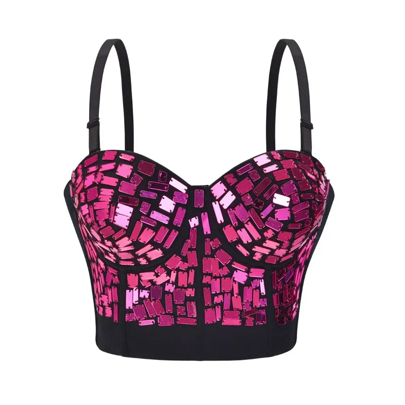 The Stardust Prism Siren – Mirror Embellished Push-Up Bustier Corset Top by Stardust Starlets