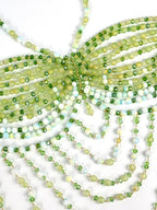 The Stardust Emerald Goddess – Handmade Green Rhinestone & Beaded Tassel Body Chain Halter Top by Stardust Starlets