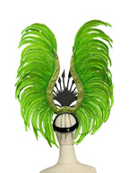 The Stardust Vertigo – Emerald Green Feathered Carnival & Samba Headdress by Stardust Starlets