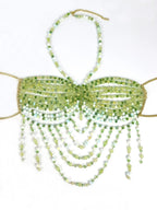 The Stardust Emerald Goddess – Handmade Green Rhinestone & Beaded Tassel Body Chain Halter Top by Stardust Starlets
