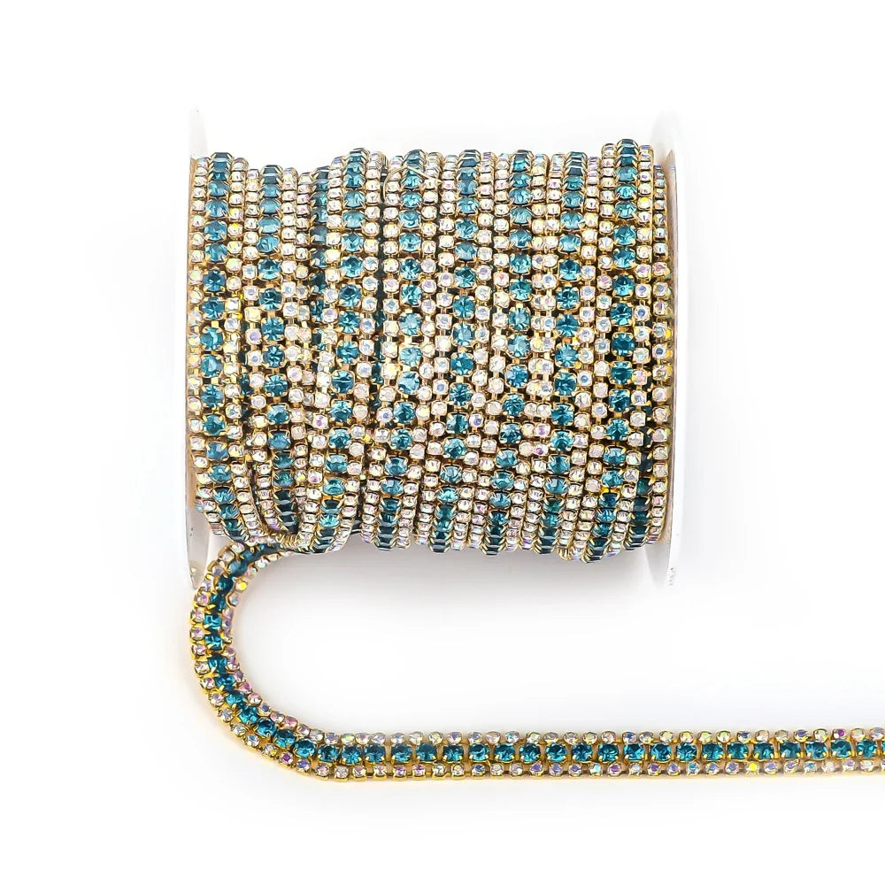 The Stardust Triple Crown – 3-Row Glass Crystal Rhinestone Cup Chain Trim by Stardust Starlets