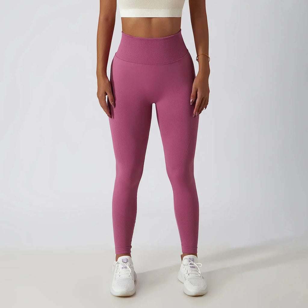 Seamless Ribbed Yoga Leggings – Tummy Control Fit by FitiqueFit