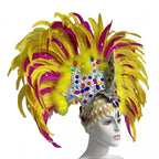 Feather headdress samba costume carnival halloween party bar performance hat makeup dance wings parade by Stardust Starlets