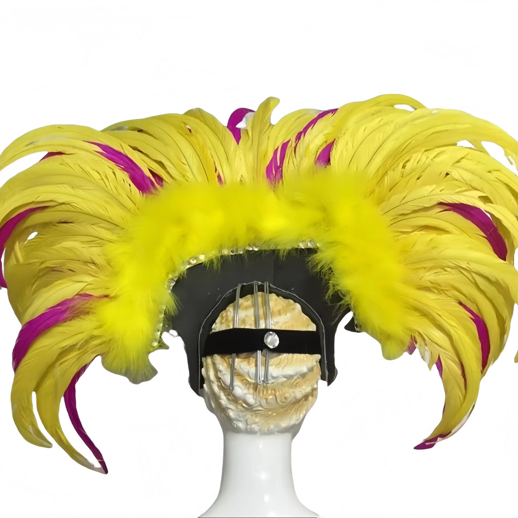 Feather headdress samba costume carnival halloween party bar performance hat makeup dance wings parade by Stardust Starlets