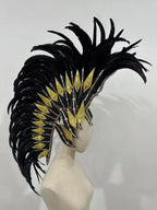 The Stardust Dark Empress – Premium Black Feathered Carnival & Gogo Headdress by Stardust Starlets