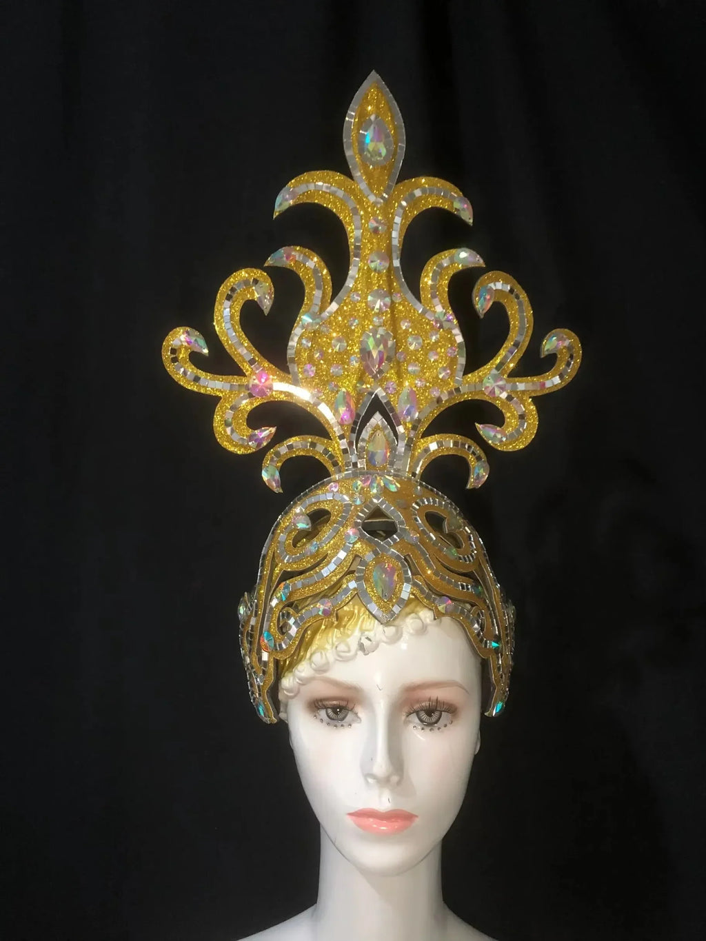 The Stardust Wings of Radiance – Deluxe Feathered Samba & Carnival Crown by Stardust Starlets