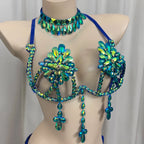 The Stardust Empress Royale – Deluxe Rhinestone Samba Carnival Wire Bra, Panty, Belt & Necklace 4-Piece Costume Set by Stardust Starlets