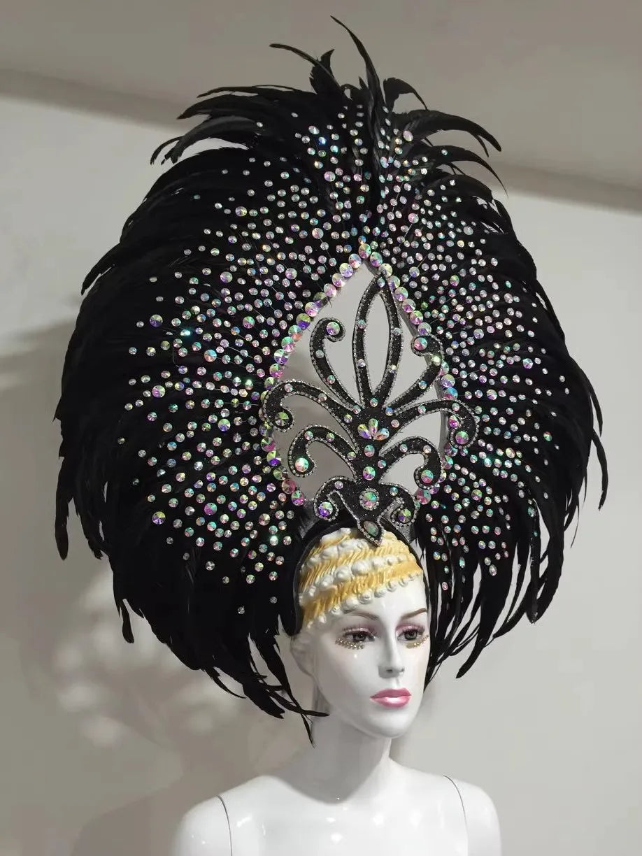 The Stardust Wings of Radiance – Deluxe Feathered Samba & Carnival Crown by Stardust Starlets
