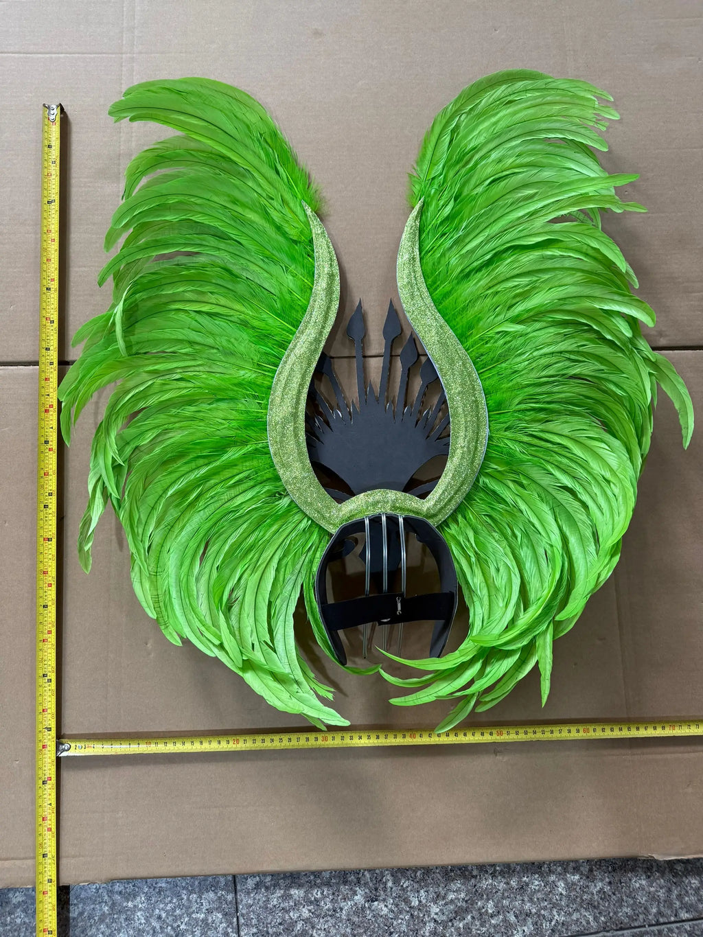 The Stardust Vertigo – Emerald Green Feathered Carnival & Samba Headdress by Stardust Starlets