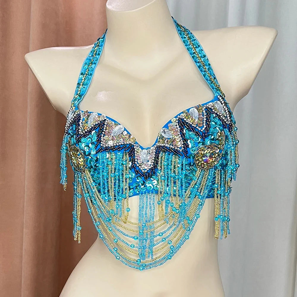 The Stardust Prism Sirena – Deluxe Beaded & Sequined Belly Dance Bra Top by Stardust Starlets
