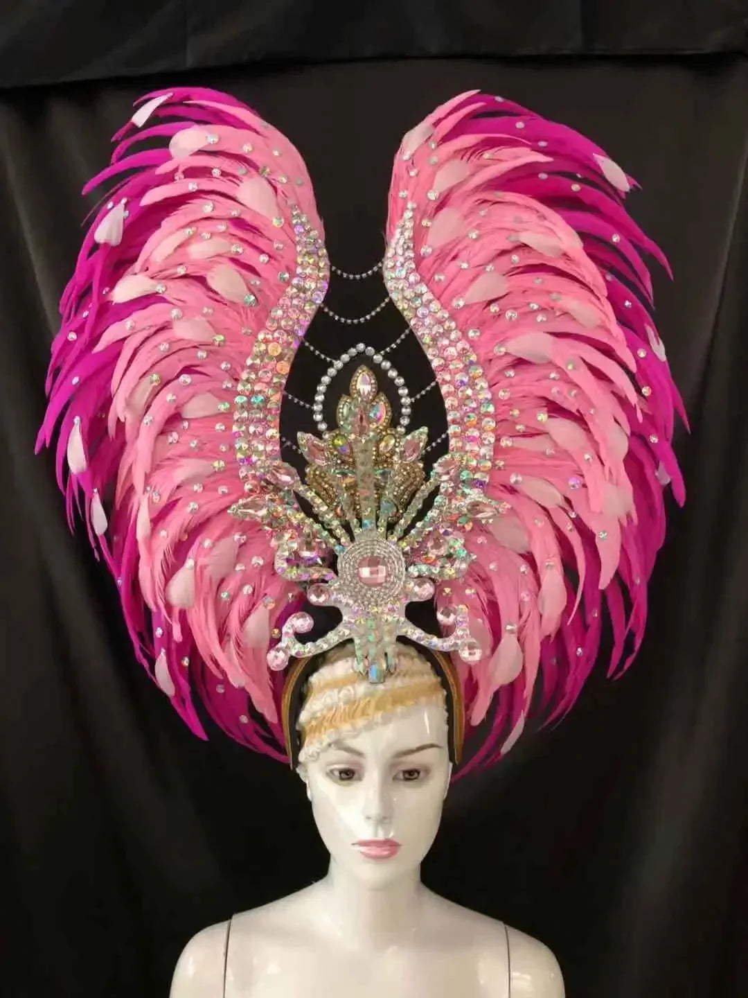 Feather headdress samba costume carnival halloween party bar performance hat makeup dance wings parade by Stardust Starlets