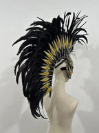The Stardust Dark Empress – Premium Black Feathered Carnival & Gogo Headdress by Stardust Starlets