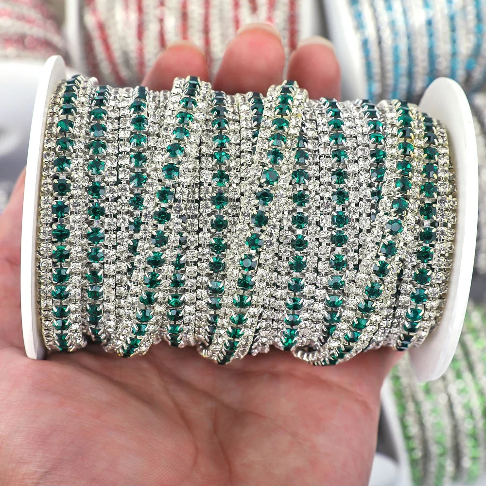 The Stardust Triple Crown – 3-Row Glass Crystal Rhinestone Cup Chain Trim by Stardust Starlets