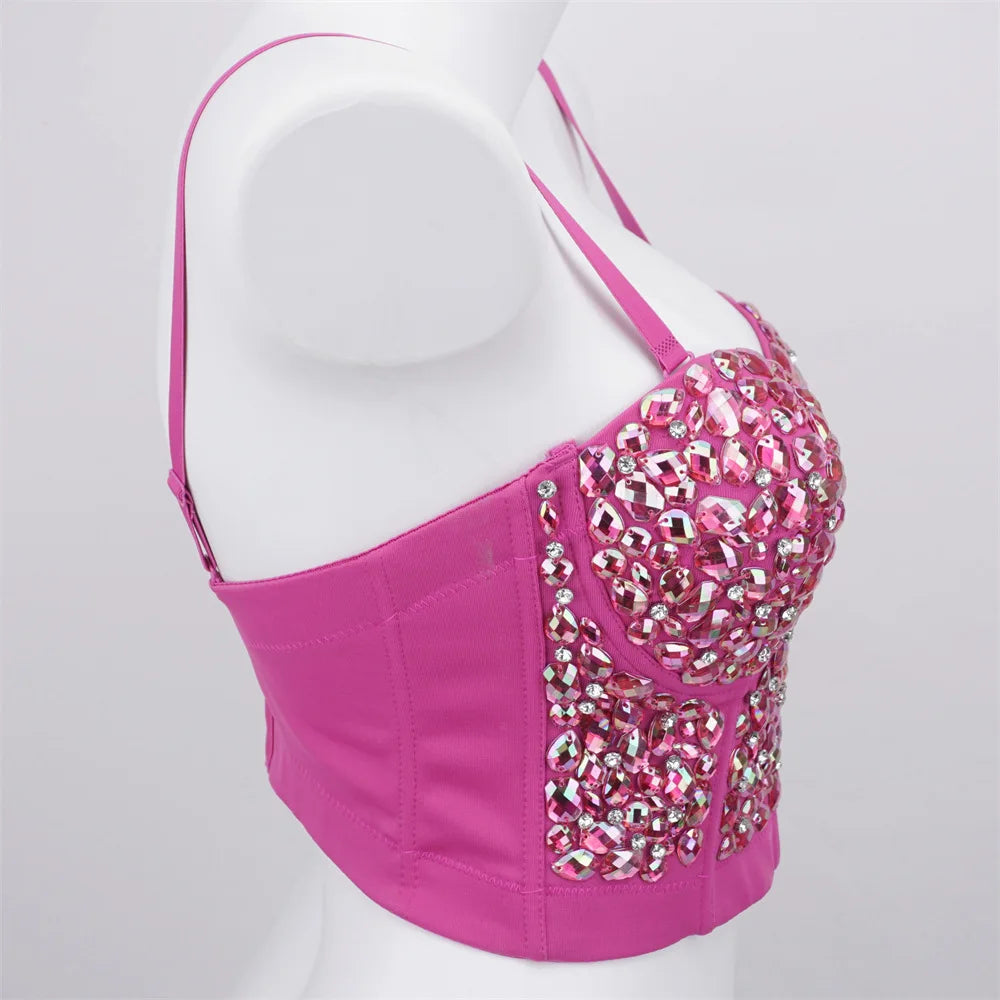 The Stardust Prism Siren – Glitter Crystal Bustier Corset Crop Top by Stardust Starlets