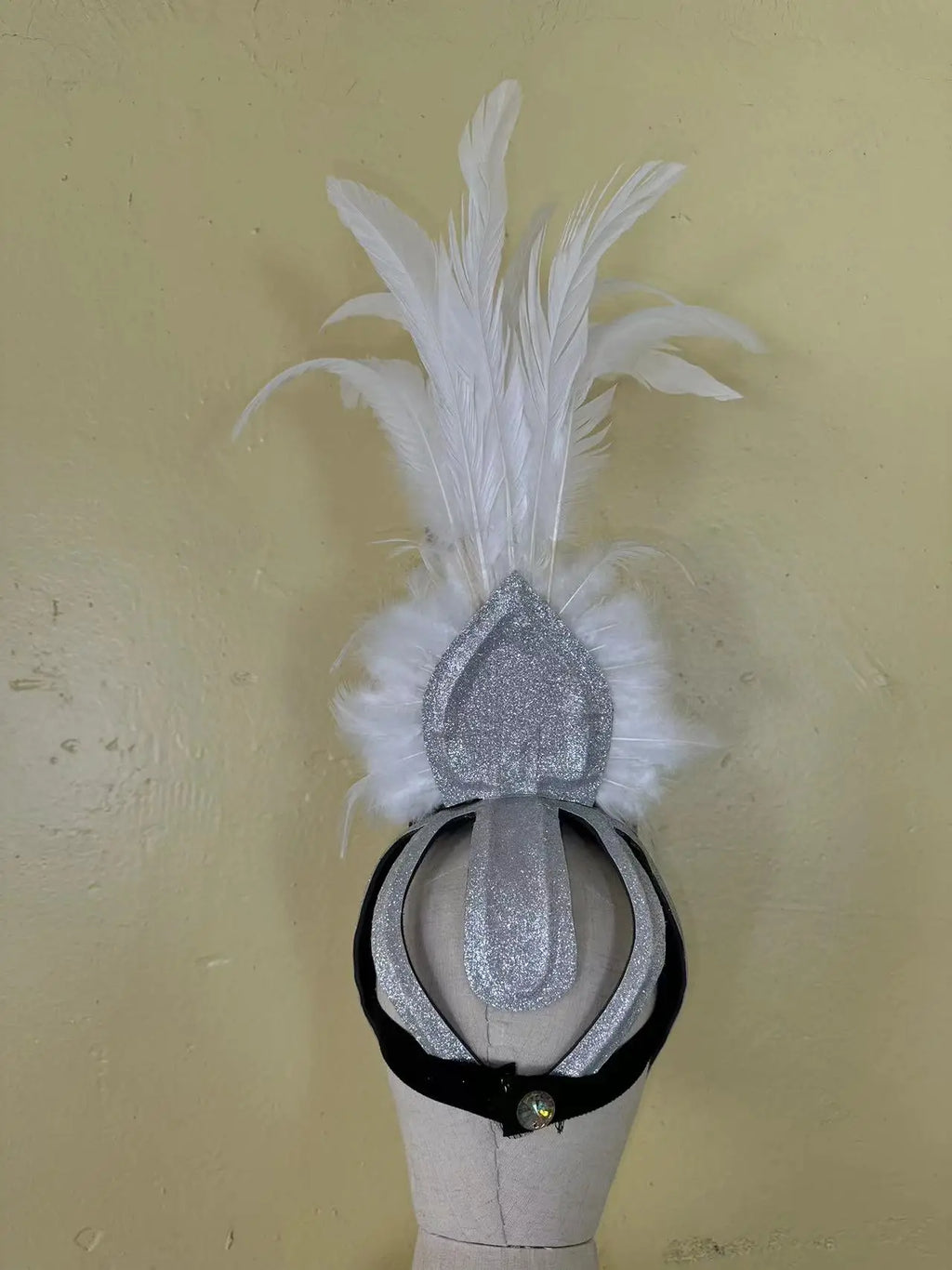 The Stardust Dionysia – Pure White Feather Carnival & Masque Ball Headdress by Stardust Starlets