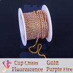 The Stardust Fluorescent Stream – Premium AAAA Glass Fluorescent & Mocha Rhinestone Cup Chain Trim by Stardust Starlets