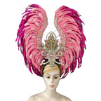 Feather headdress samba costume carnival halloween party bar performance hat makeup dance wings parade by Stardust Starlets