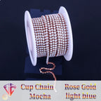 The Stardust Fluorescent Stream – Premium AAAA Glass Fluorescent & Mocha Rhinestone Cup Chain Trim by Stardust Starlets