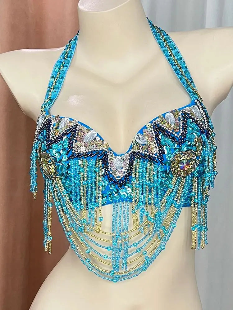 The Stardust Prism Sirena – Deluxe Beaded & Sequined Belly Dance Bra Top by Stardust Starlets