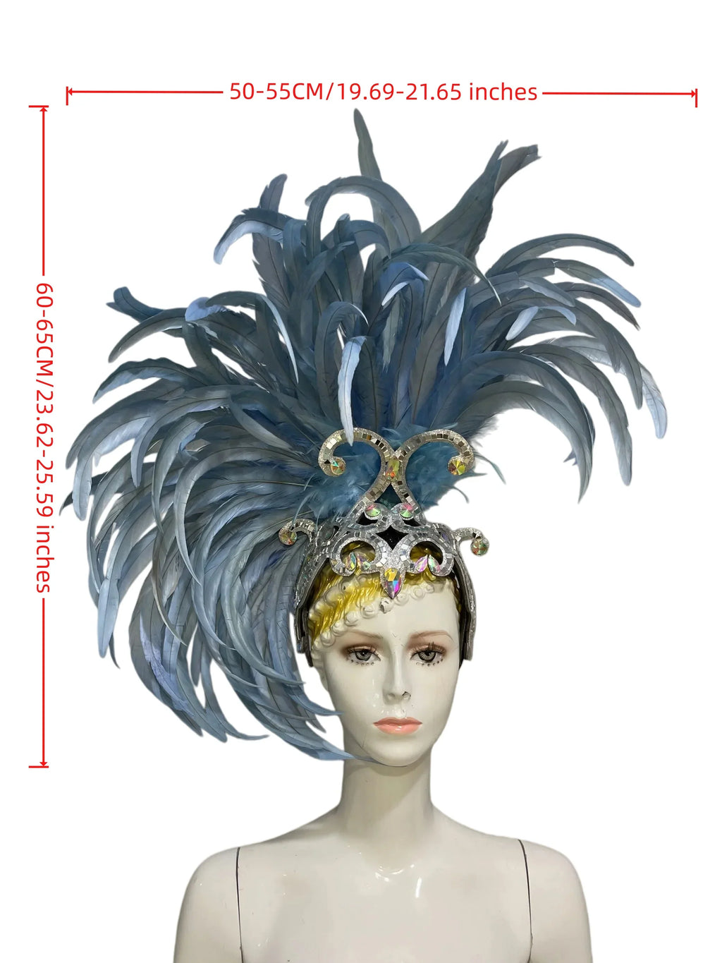 The Stardust Mirage – Exquisite Blue Feathered Samba Carnival Headdress by Stardust Starlets