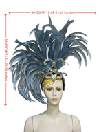 The Stardust Mirage – Exquisite Blue Feathered Samba Carnival Headdress by Stardust Starlets
