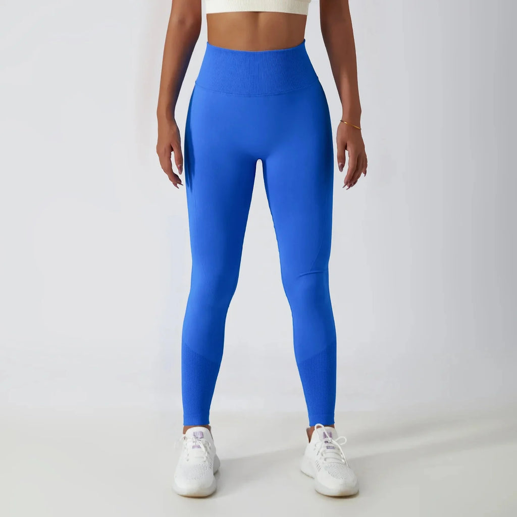 Seamless Ribbed Yoga Leggings – Tummy Control Fit by FitiqueFit