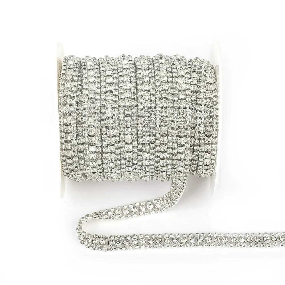 The Stardust Triple Crown – 3-Row Glass Crystal Rhinestone Cup Chain Trim by Stardust Starlets
