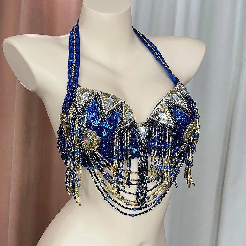 The Stardust Prism Sirena – Deluxe Beaded & Sequined Belly Dance Bra Top by Stardust Starlets