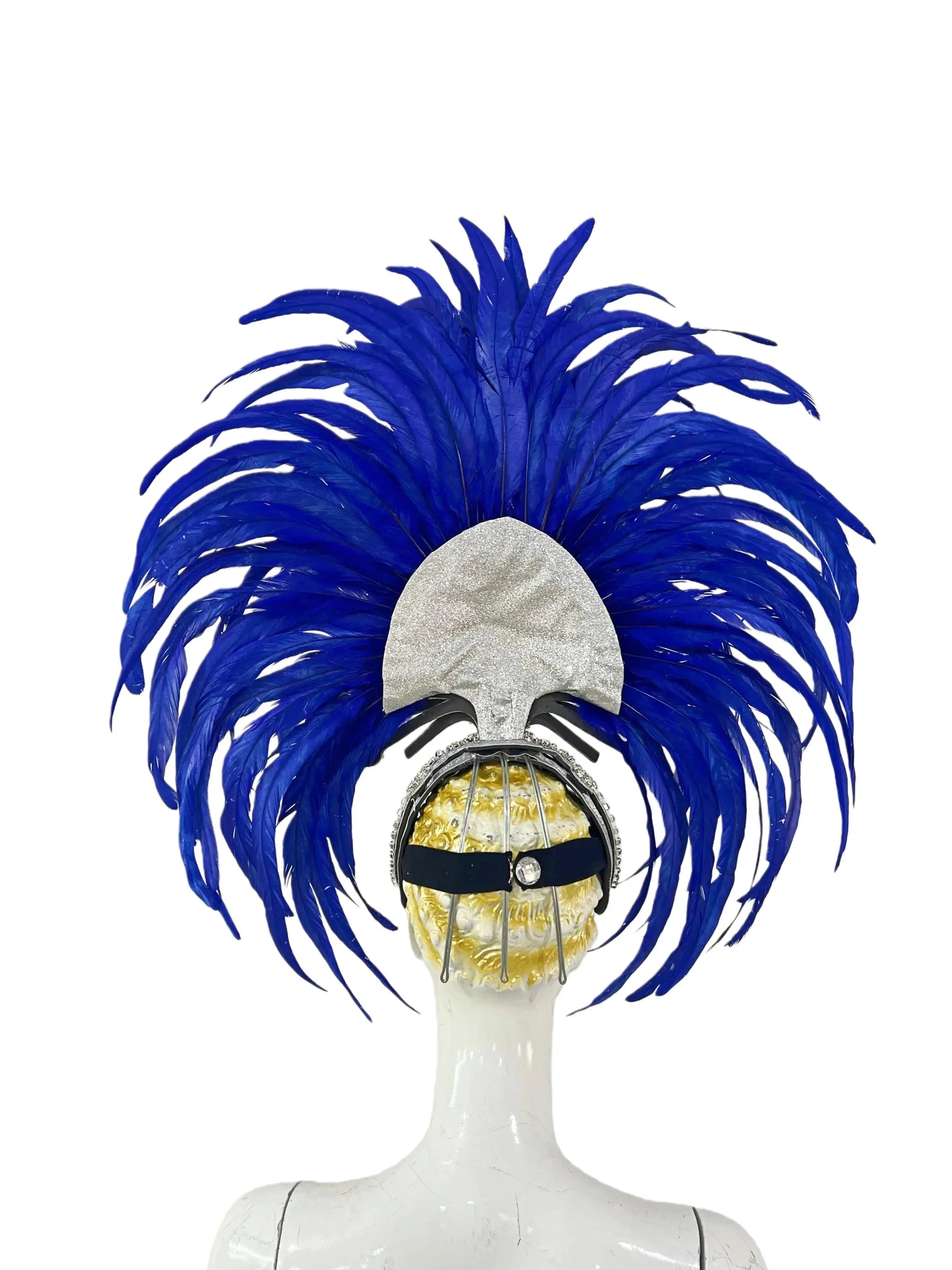 The Stardust Mirage – Premium Royal Blue & Rose Pink Feather Samba Headdress by Stardust Starlets