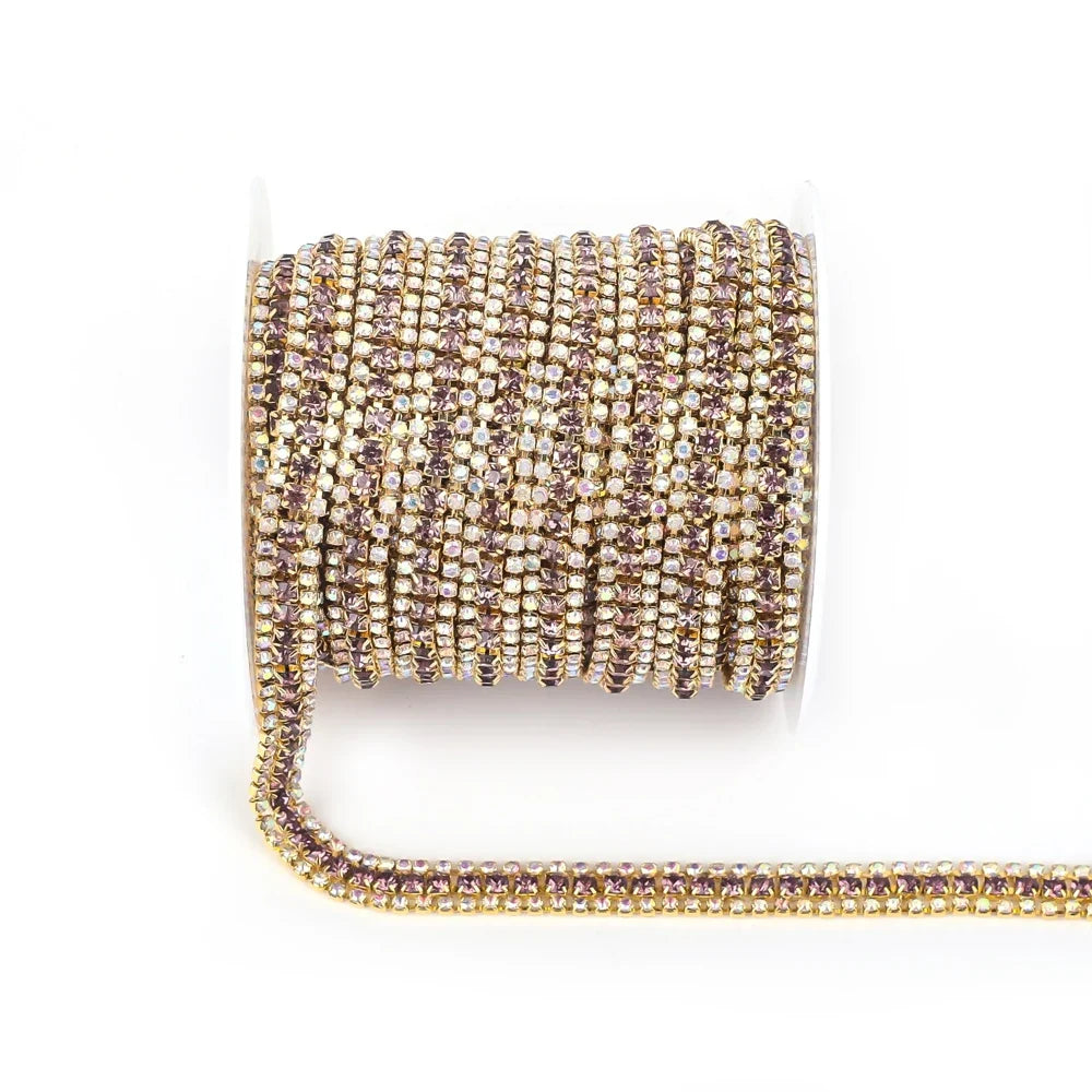 The Stardust Triple Crown – 3-Row Glass Crystal Rhinestone Cup Chain Trim by Stardust Starlets