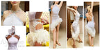 The Stardust Swan Queen – White Feathered Embroidered Latin Dance Competition Dress Set by Stardust Starlets