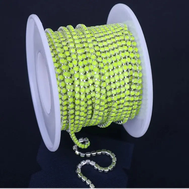 The Stardust Fluorescent Stream – Premium AAAA Glass Fluorescent & Mocha Rhinestone Cup Chain Trim by Stardust Starlets