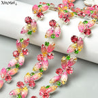 The Stardust Pink Blossom – Glitter Pink Leaf Glass Rhinestone Chain & Trim Applique by Stardust Starlets