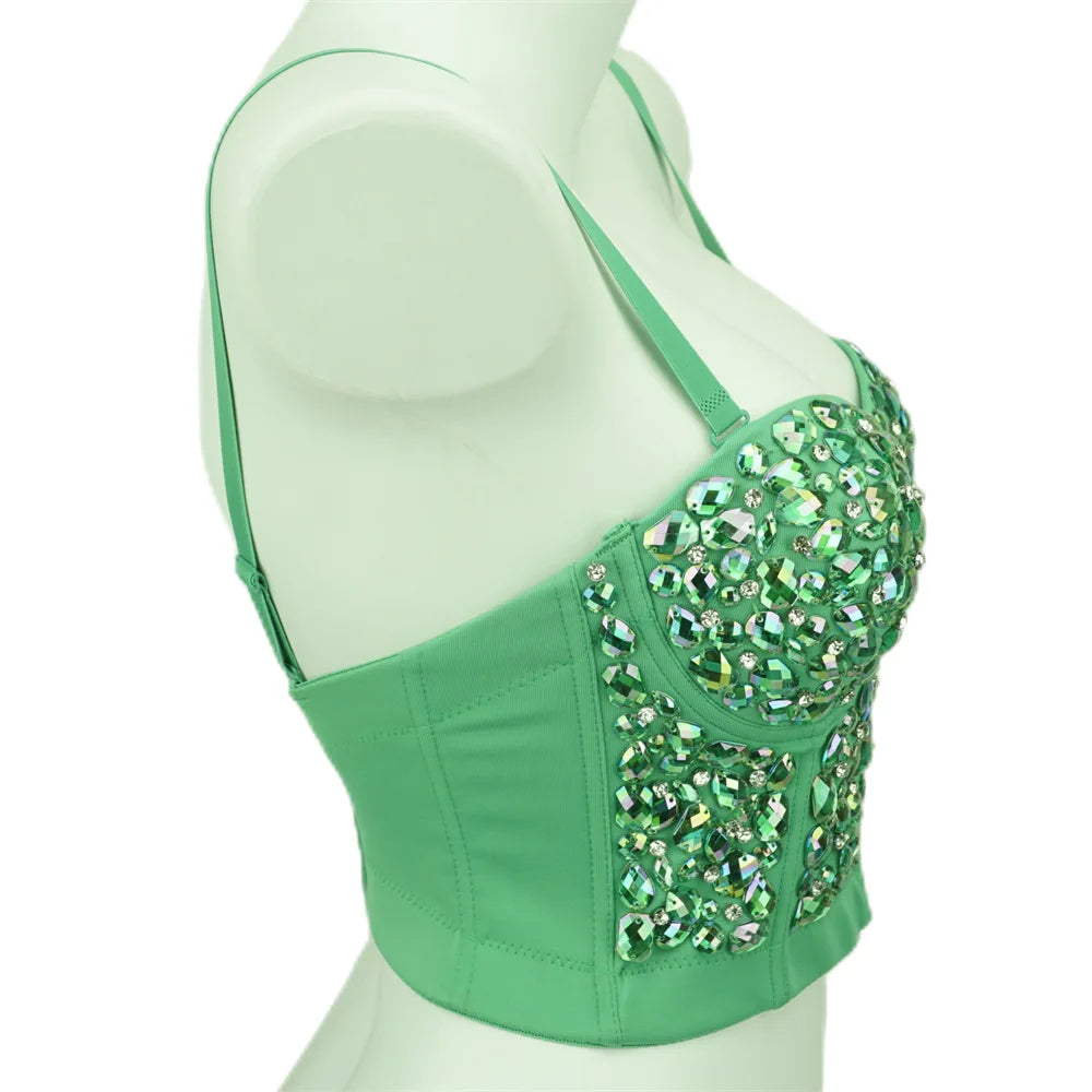 The Stardust Prism Siren – Glitter Crystal Bustier Corset Crop Top by Stardust Starlets