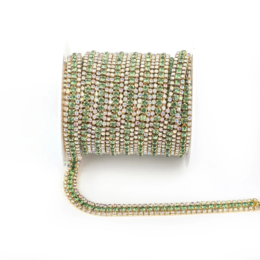 The Stardust Triple Crown – 3-Row Glass Crystal Rhinestone Cup Chain Trim by Stardust Starlets