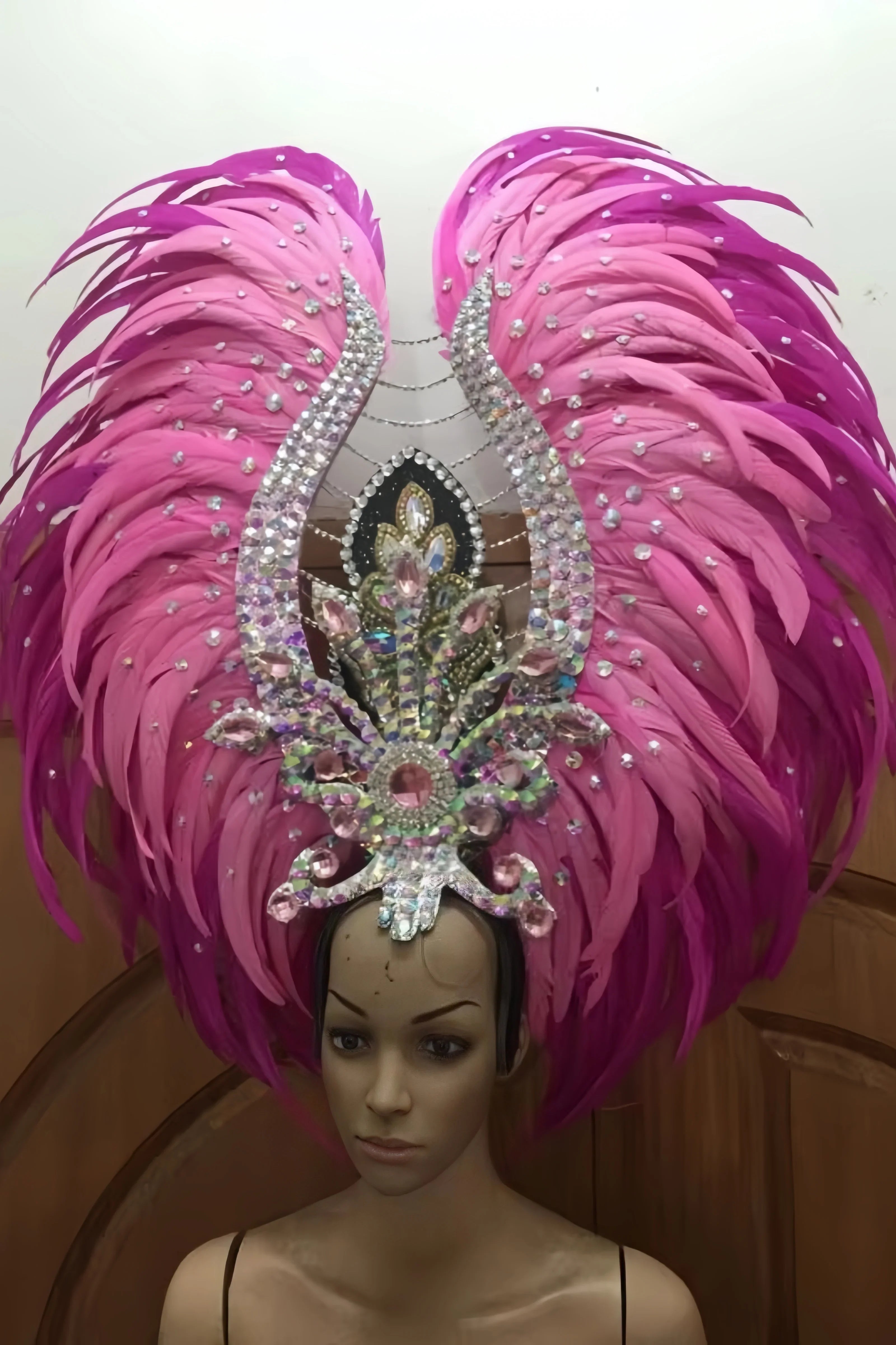 Feather headdress samba costume carnival halloween party bar performance hat makeup dance wings parade by Stardust Starlets