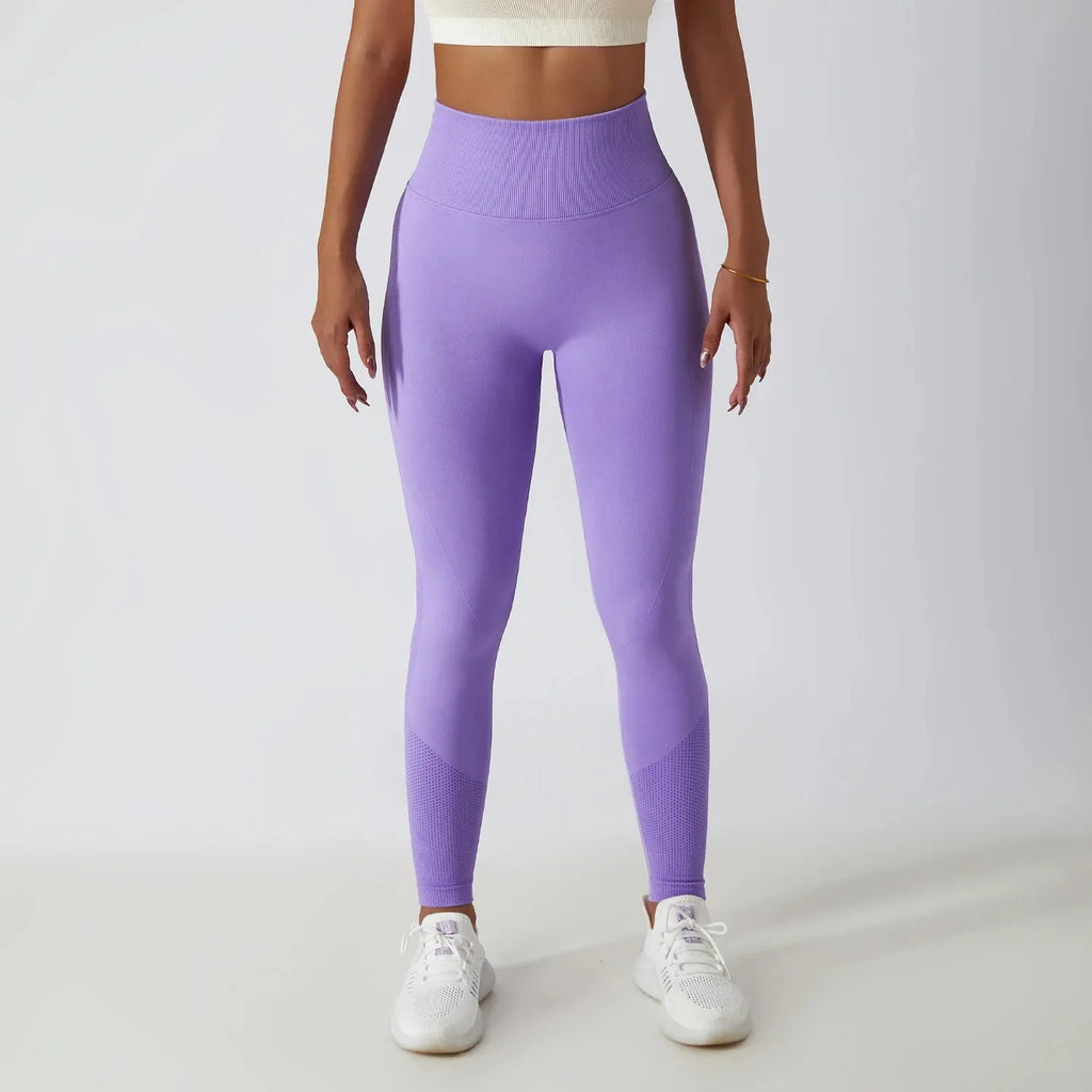 Seamless Ribbed Yoga Leggings – Tummy Control Fit by FitiqueFit